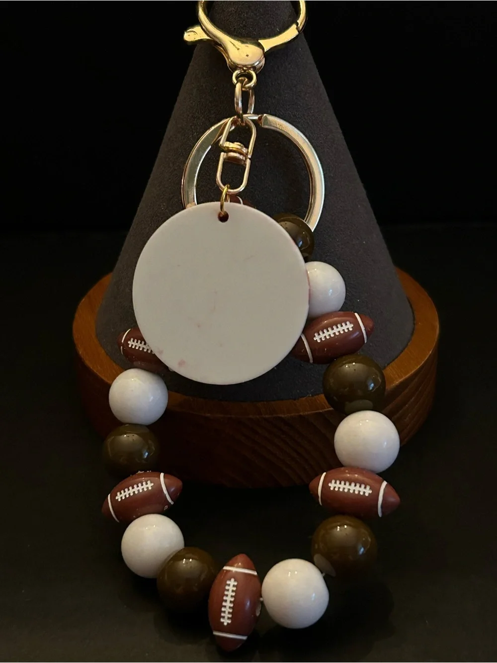 Brown, White & Dark Brown Football Charm Bracelet Bag Charm Keychain NWT